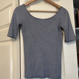 Ann Taylor Blue and White Striped shirt